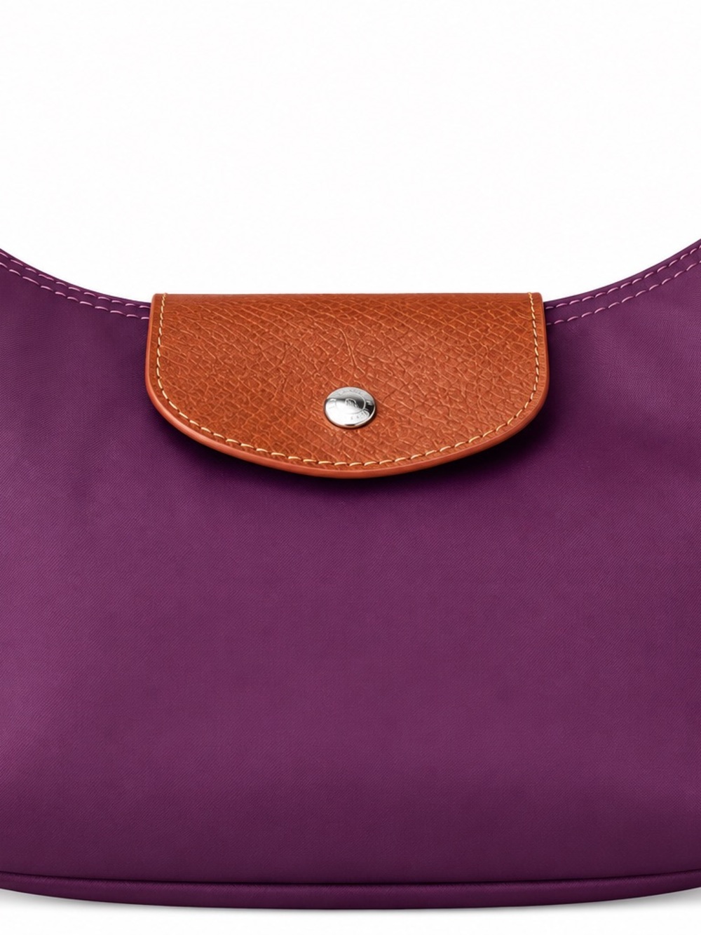 Classic Purple Shoulder Bag with Tan Leather Flap
